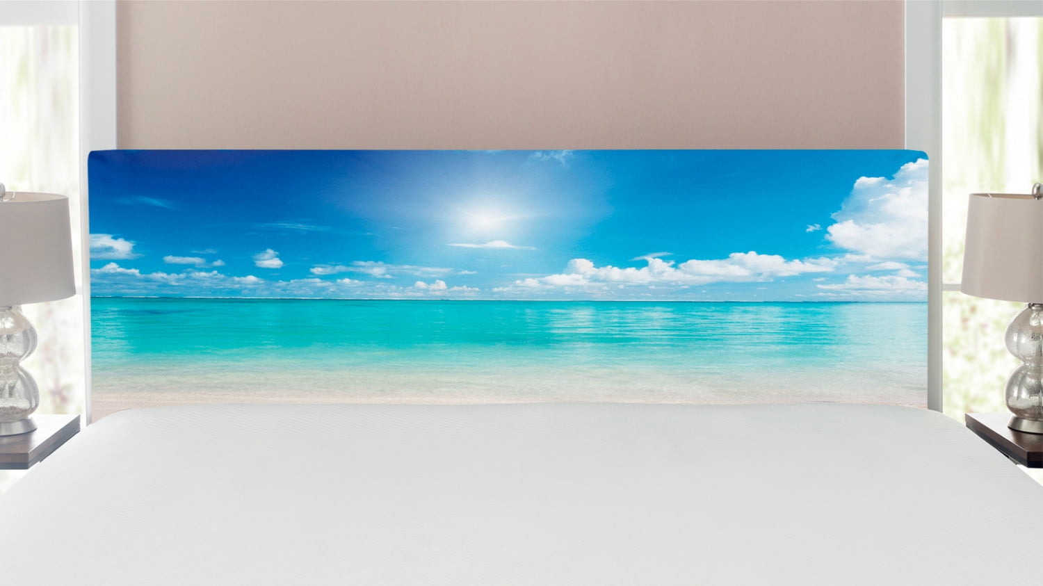 Ocean Headboard, Sky and Sea Landscape Sand Tropical Beach Clouds Sun ...