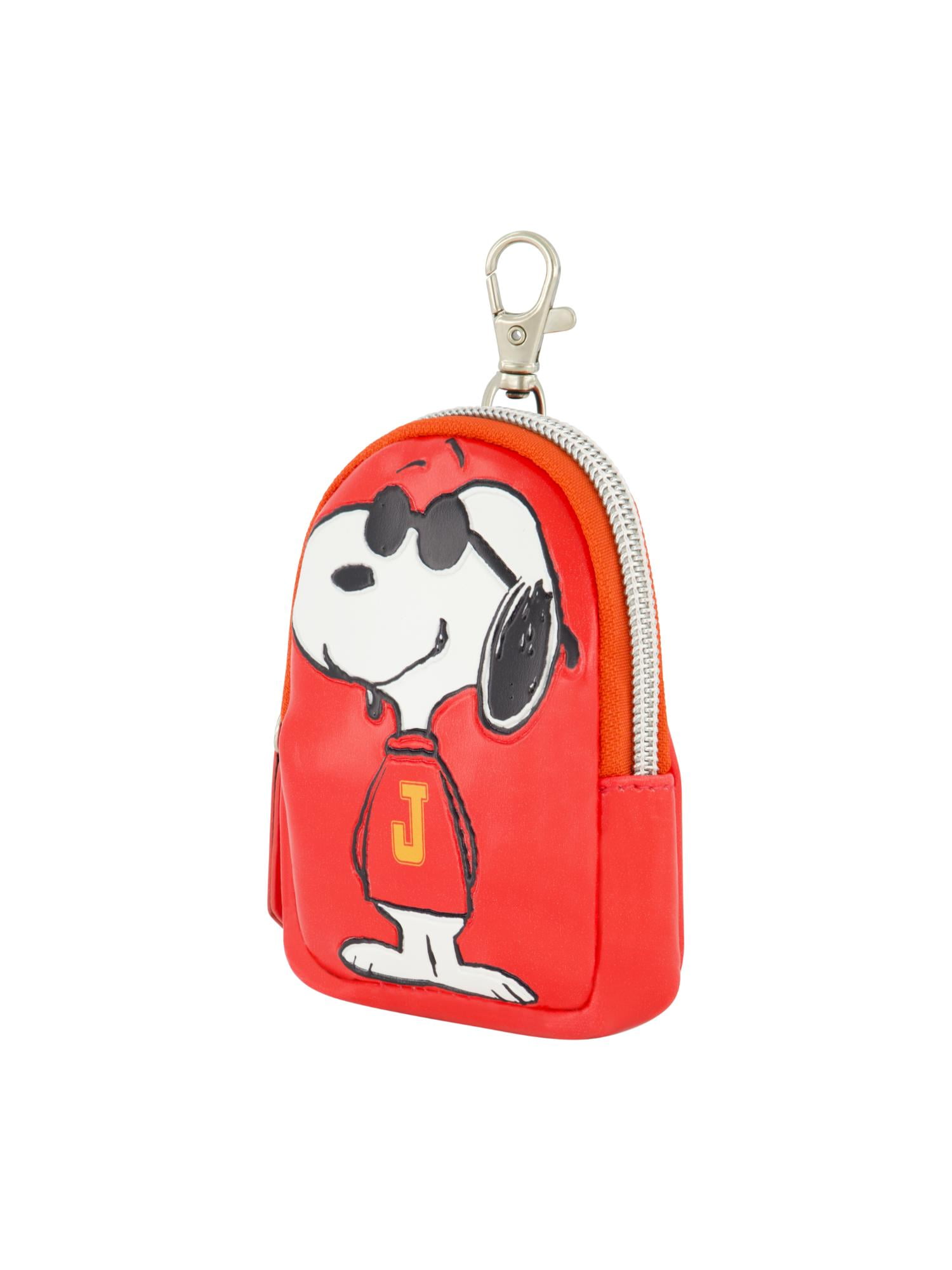 Peanuts Small Coin Purse Wallet with Keychain Clip, Snoopy J, One Size, Multi