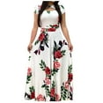 thumbnail image 2 of Robe Longue à Manches Courtes Florale Bohème pour Femmes, Robe Décontractée pour Dames, 2 of 3