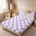 thumbnail image 4 of Homewish Timeless Gingham King Sheets 4pcs for Girls, Simple Grid Bedding, Lavender Purple,1 Fitted Sheet, 1 Flat Sheet and 2 Pillowcases, 4 of 6