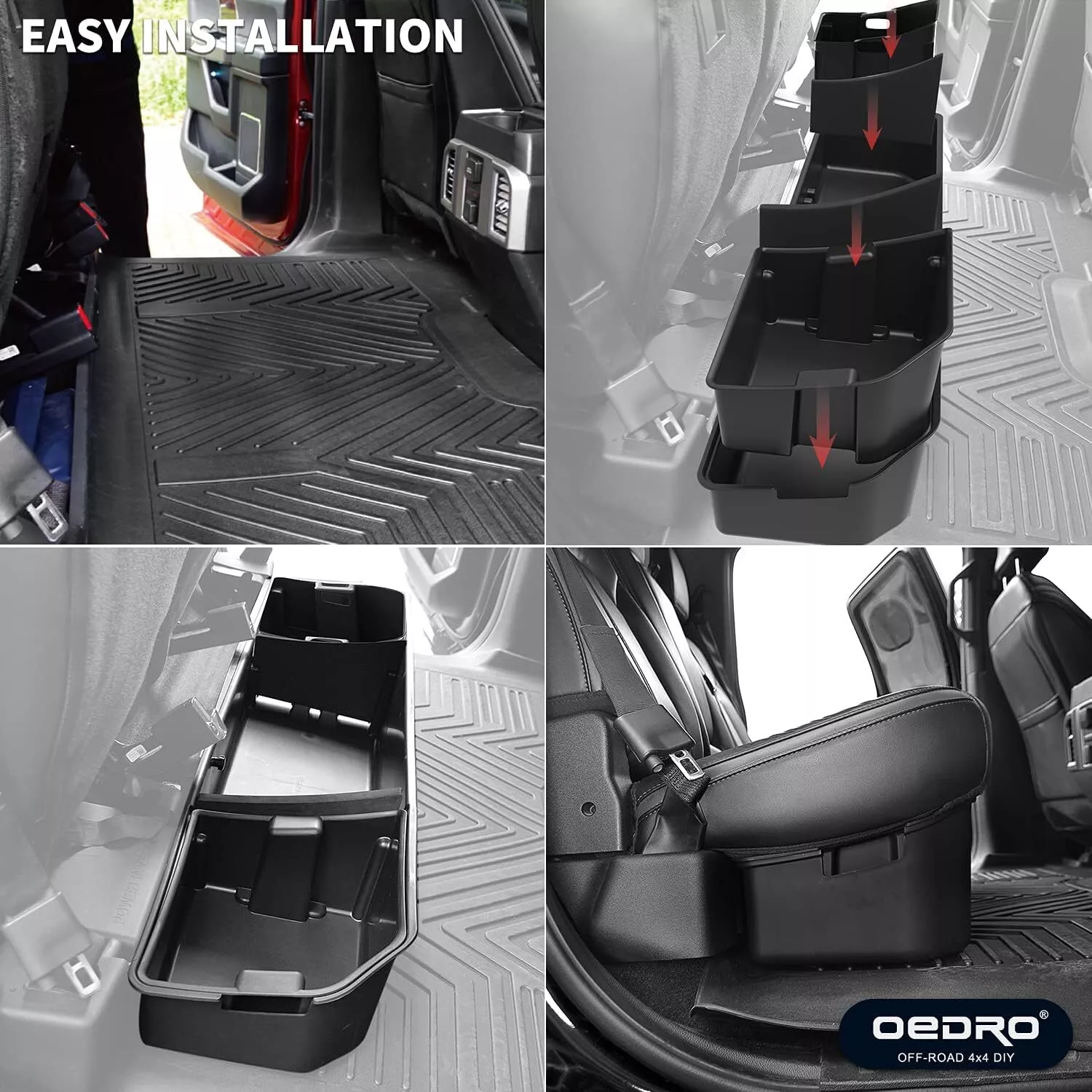 Ledkingdomus 3in1 Max Storage Under Seat Storage Box Fit Ford 2015-2025 F150 & 2017-2024 Super Duty SuperCrew/Crew Cab Underseat Storage Box for F-150 F250 F350 F450 F550