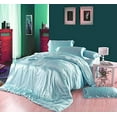 thumbnail image 3 of Vuvet Bedding 100% Pure Silk Sateen Sheet Set | 4 Pcs | Fitted Sheet Fits Up to 15" Deep Pocket Mattress | Flat Sheet Fitted Sheet Pillowcase Set | Wrinkle Free Fade Resistant (Short Queen, Navy Blue), 3 of 6