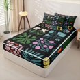 thumbnail image 2 of jejeloiu Modern Botanical Zipper Twin Comforter Sets with Fitted Sheet and 2 Pillowcases For Girls,Colorful Pattern Zipper Bedding Set,Black Multi Color,Black Reversible,4-Piece, 2 of 7