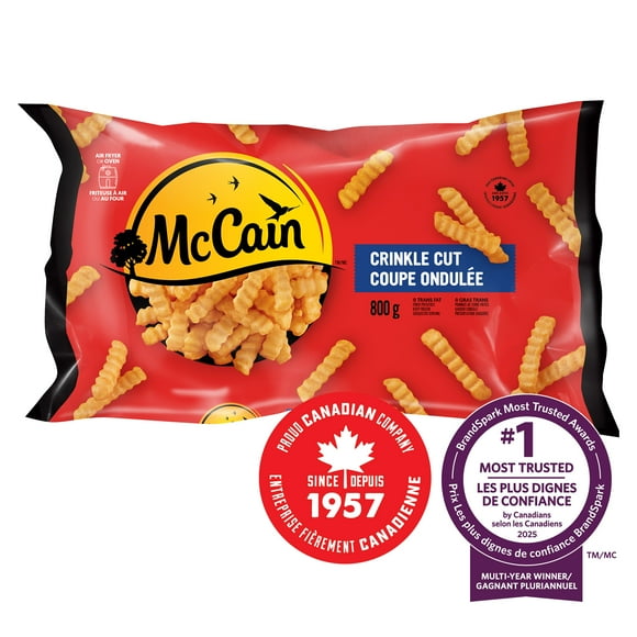 Frites à coupe ondulée McCainᴹᴰ, Fabriqué au Canada à partir d'ingrédients canadiens et importés 800g