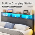thumbnail image 3 of Bolvdo Queen Size Bed Frame with 2-Tier Storage Headboard, Drawers, Built-in Charging Station & LED Light, Noise-Free, No Box Spring Needed, Easy Assembly, Rustic Grey, 3 of 8