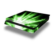 Vinyl Decal Skin Wrap compatible with Sony PlayStation 4 Slim Console Lightning Green (PS4 NOT INCLUDED)