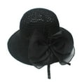 thumbnail image 4 of AWZXDE Women's Solid Knit Lace Sun Hat with Bow, Foldable Wide Brim Beach Hat for Travel Black,One Size, 4 of 5