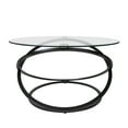thumbnail image 4 of Danya B. Galaxy Black and Tempered Glass Round Coffee Table with Cross Base, 4 of 16
