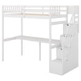 thumbnail image 6 of Harper & Bright Designs Twin Size Loft Bed with Storage Staircase and Built-in Desk, High Loft Bed Frame with Steps for Boys Girls Adults, White, 6 of 12