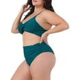 thumbnail image 2 of DARING DIVA Plus Size V Neck Tummy Control Two Piece Swimsuit 1X Blue Green, 2 of 5