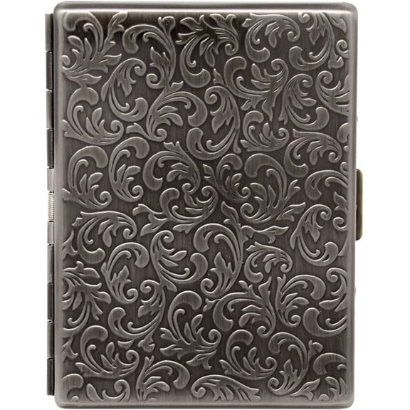 Victorian Print Compact Metal-Plated Cigarette Case (9 100s Size Cigarettes)