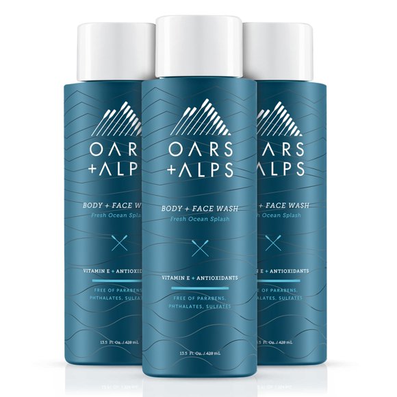 Jabón hidratante corporal y facial Oars + Alps para hombre, paquete de 3