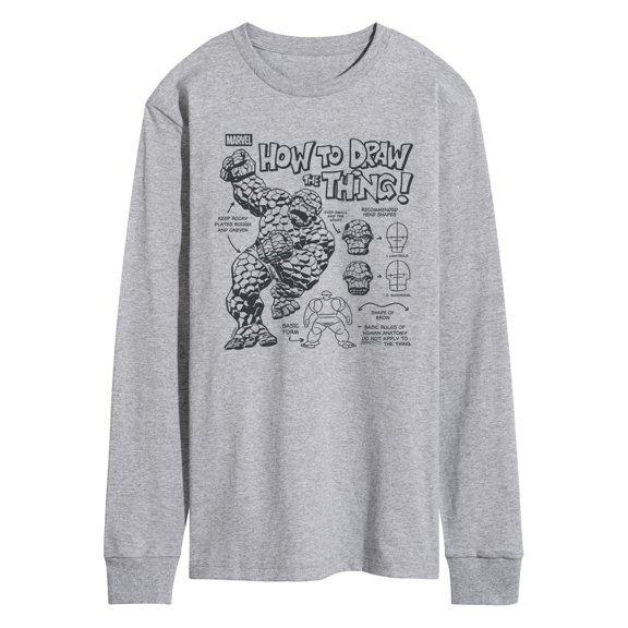 Marvel - Fantastic Four How To Draw The Thing - Men's Long Sleeve Graphic T-Shirt