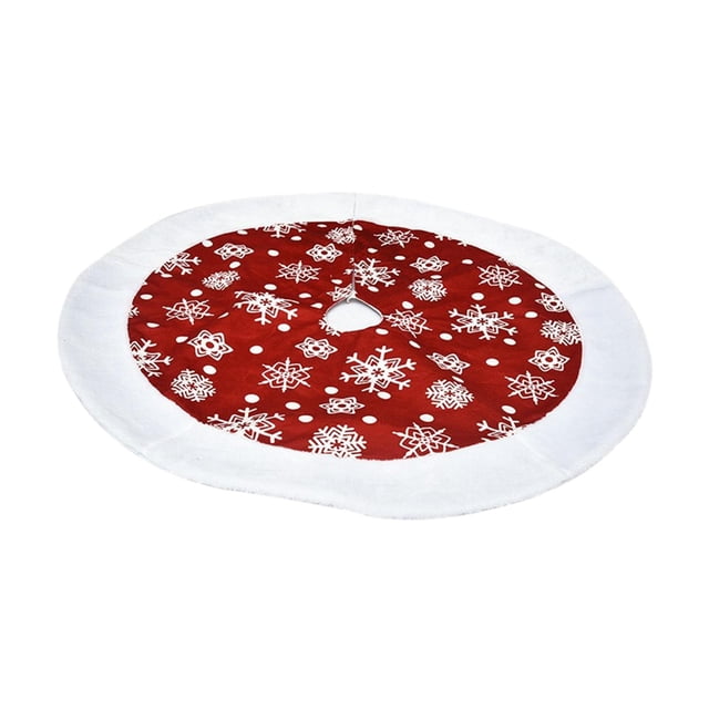 Jupe de Sapin de Noël Housse de Base de Sapin de Noël Housse Douce avec Bordure Blanche Jupe de Sapin de Noël Tablier de Sapin de Noël pour Intérieur Rouge