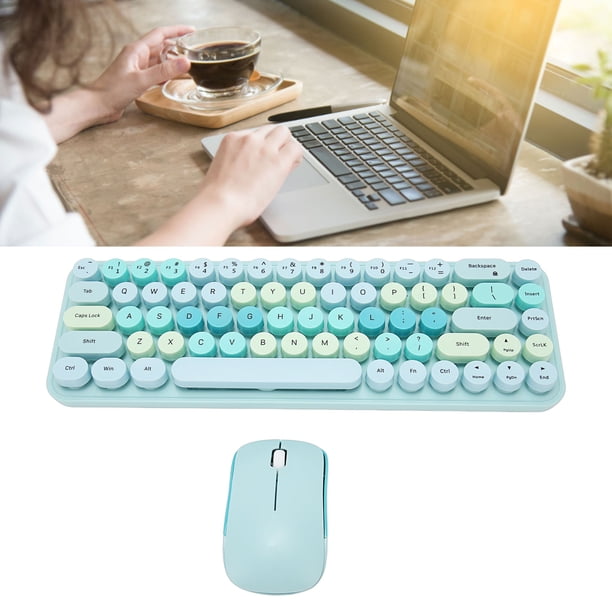 Combo de Teclado y Mouse Inalámbrico 24G 68 Teclas Redondas Cute Retro Keyboard Mouse 800 1200 1600 Ajuste DPI Combo de Teclado y Mouse para Juegos de Oficina Familiar ANGGREK Otros