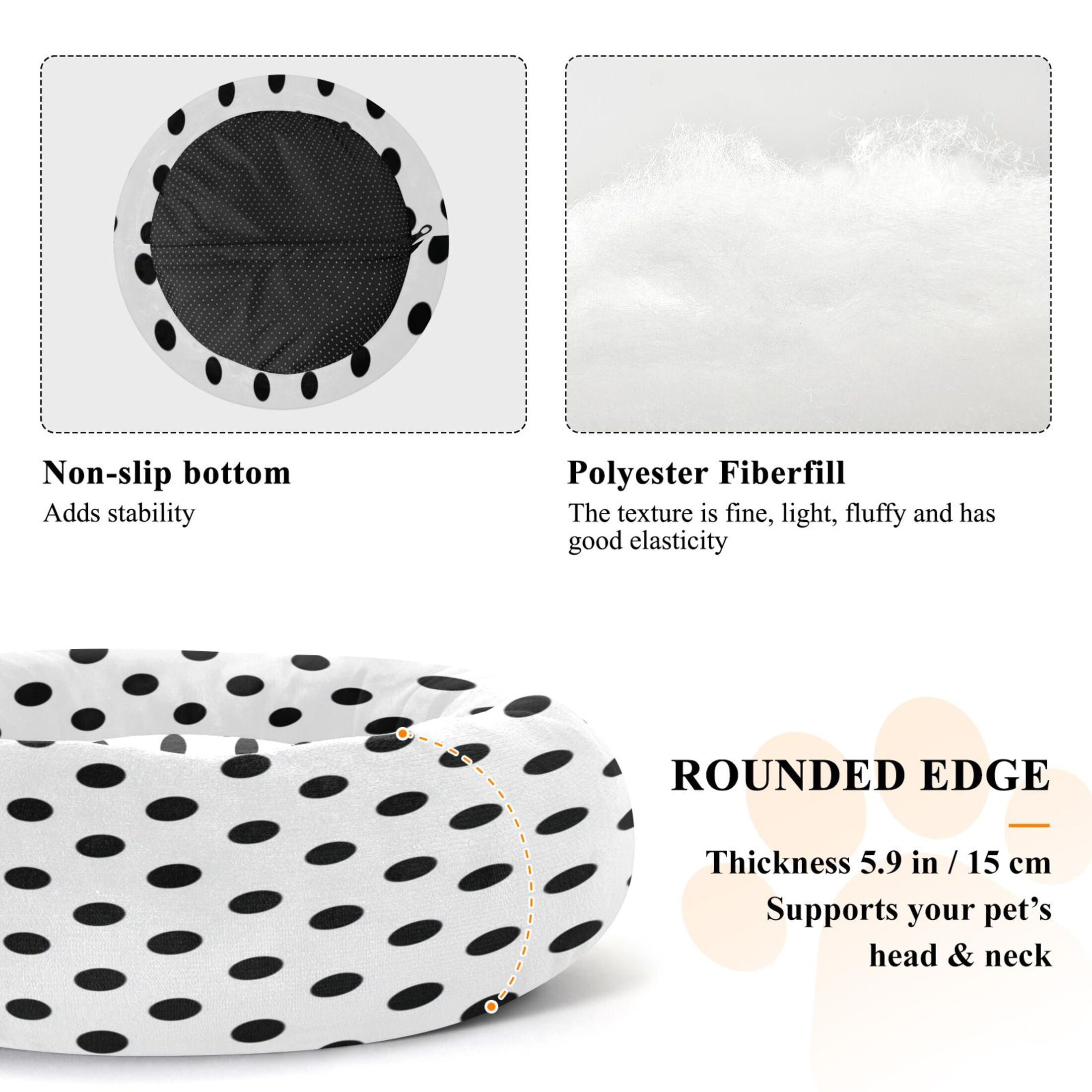 Iauyy Pet Couch Donut Cat Bed for Indoor Cats/Small Dogs Washable & Machine with Non-slip Bottom Calming Cat Furniture, Minimalist Black and White Dots (M)