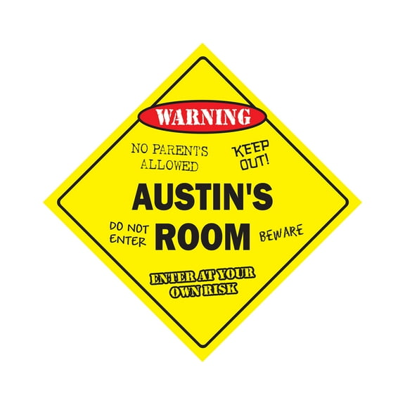 Austin's Room Sign Crossing Zone Xing | Indoor/Outdoor | 20" Tall kids bedroom decor door children's name boy girl