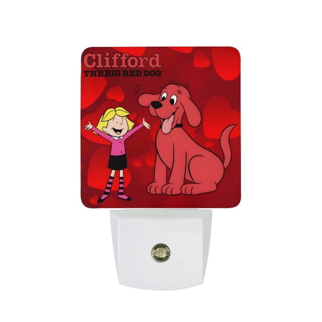 Clifford, el Gran Perro Rojo Luz nocturna LED con sensor de anochecer a amanecer para dormitorio, baño, pasillo, escaleras - Lámpara LED nocturna de enchufe, 0.5W - 1 pieza