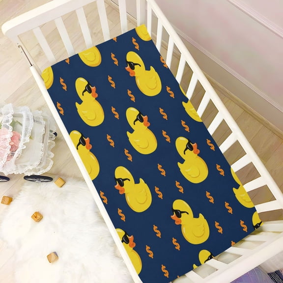 Wobogo Money Duck Baby Crib Sheets Super Soft Microfiber Playard Sheet Fitted Design for Maximum Comfort and Safety 39×27×5in