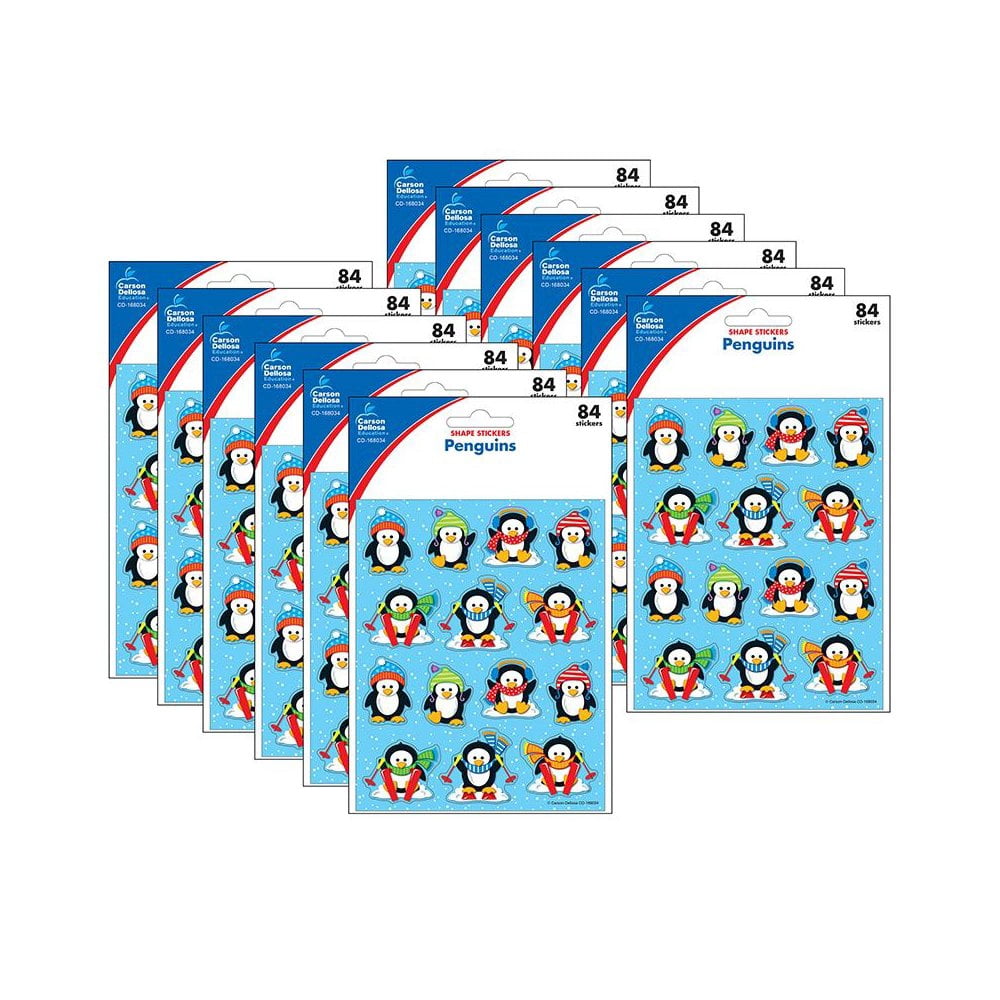 Carson Dellosa Education Penguins Shape Stickers, 84 Per Pack, 12 Packs