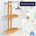 thumbnail image 2 of SereneLife Bamboo Hanging Shower Caddy with 2 Tiers, Anti-Slip Design for Bathroom Essentials, Self-Draining Shelves for Easy Organization, 2 of 7