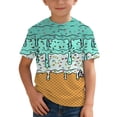 thumbnail image 3 of Angala Toddler Boys Tees Ice Cream Print Summer Shirts Crew Neck Short Sleeve Comfortable Casual Kids T Shirts Size 5-6 Years Light Green, 3 of 6