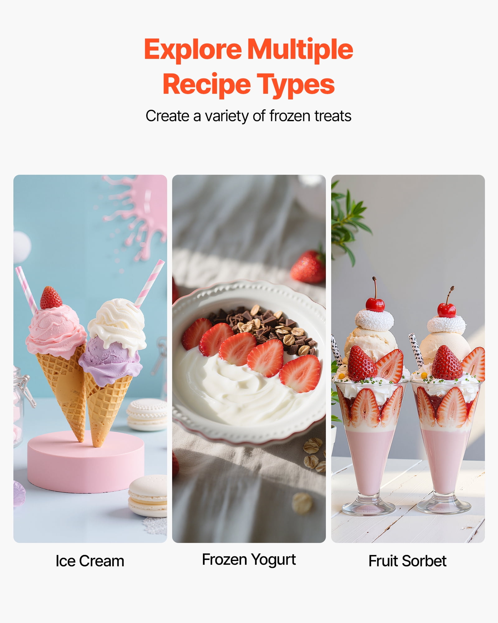 VEVOR Ice Cream Maker, 2.11 Qt. Large Capacity, Electric Automatic Ice-Cream Machine, with Easy Operation & Cleaning, Stainless Steel Shell, for Homemade Frozen Yogurt, Fruit Sorbet, Gelato, Silver