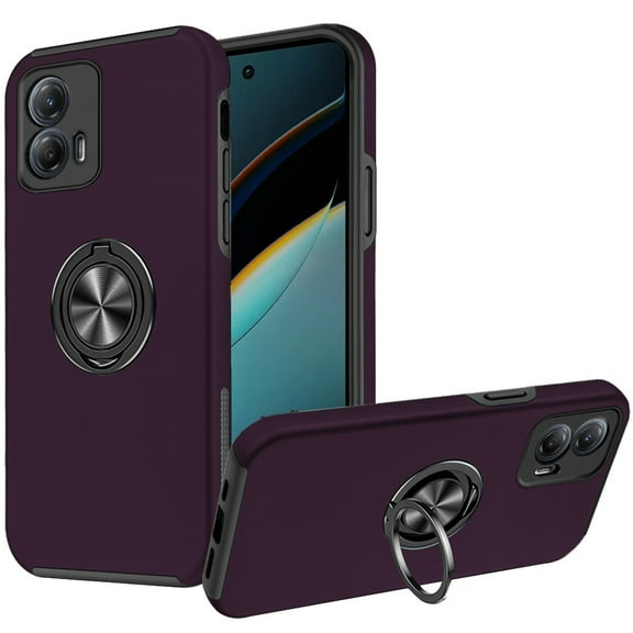Military Grade 360 Rotating Ring Grip Hybrid Case for Motorola Moto G Power 5G 2024 - Dark Purple