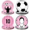 thumbnail image 1 of Juego de 48 Platos de Papel con Diseño de Estrella de Fútbol 18 cm en Negro y Rosa, 1 of 6