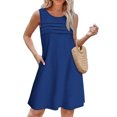thumbnail image 2 of Staron Robes d'Été pour Femmes 2025 Unies Printemps Plissées Robe d'Été Décontractée Ample Sans Manches Col Rond Été Fête Plage Robe Débardeur, 2 of 7