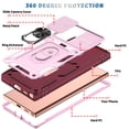 thumbnail image 2 of Military Grade Drop Impact for Samsung Galaxy A51 4G Camera Lens Slide Protection Case 360 Metal Rotating Ring Kickstand Holder Armor Shockproof Case For Samsung Galaxy A51 4G, Pink+Red, 2 of 10