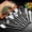 Small-12, variant on Stainless Steel Kitchen Utensils, 9 PCS Metal Cooking Utensils Set 15", Solid and Slotted Spoon, Fork, Spatula, Ladle, Skimmer, Slotted Spatula Tunner, Spaghetti Large Spoon