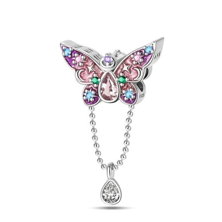 KUNSIR Butterfly Charm Purple Glass 925 Sterling Silver Charms fits Bracelets and Necklace Pendant Bead Charms Jewelry Present for Women Family Friends