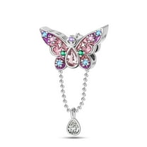 KUNSIR Butterfly Charm Purple Glass 925 Sterling Silver Charms fits Bracelets and Necklace Pendant Bead Charms Jewelry Present for Women Family Friends