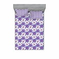 thumbnail image 1 of Floral Bedding Set with Sheet & Covers, Lilac Pattern with Blooming Cartoon Petals Geometric Shapes Abstract Illustration, Printed Bedroom Decor 2 Shams, 4 Sizes, Multicolor, by Ambesonne, 1 of 3
