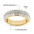 thumbnail image 2 of AFFY 3 Row Eternity Wedding Band Ring for Women Round Lab Grown DIamond Anniversary Ring in 14k Yellow Gold Plated Sterling Silver Fine Jewelry Gift for Her Size 6, 2 of 6