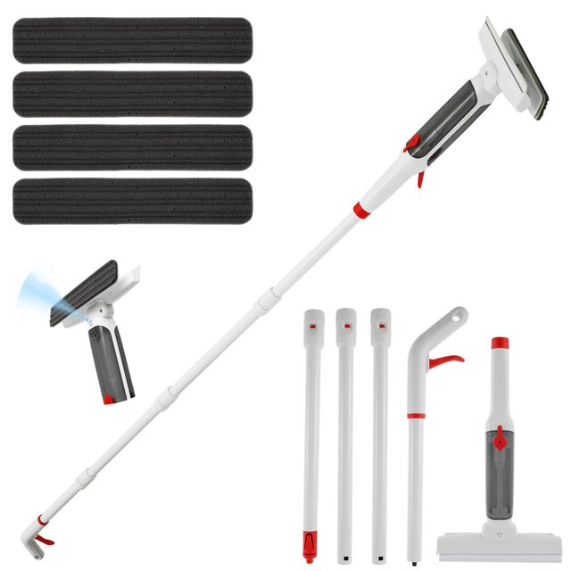 75In Window Squeegee Shower Squeegee Water Spray Window Cleaner Anti-Scratch with 4 Poles and 4 Scrubbing Clothes for Cleaning Mirror Glass High Window Car