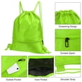 thumbnail image 4 of Uxcell Drawstring Backpack Bag Drawstring Gym Bag with Zip Pocket for Women Men Green, 4 of 5