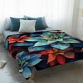 thumbnail image 4 of Teal Red Succulent Blanket Soft Cozy Warm Throw Blanket for Couch, Plush Fuzzy Flannel Fleece Blankets for Sofa, Modern Vintage Bottom Leaves Bed Blankets Lightweight Gifts for Women, 50"x80", 4 of 9