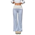 thumbnail image 3 of Women's Fold Over Wide Leg Yoga Pants Stretchy Bell Bottom Roll Up, 3 of 9