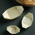 thumbnail image 5 of THY COLLECTIBLES Pack of Disposable Wooden Boat Plates  Sushi & Appetizer Serving Trays, Leaf-Shaped Food Containers for Catering, Parties, Weddings, and Picnics 72, 7.5 Inch, 5 of 9