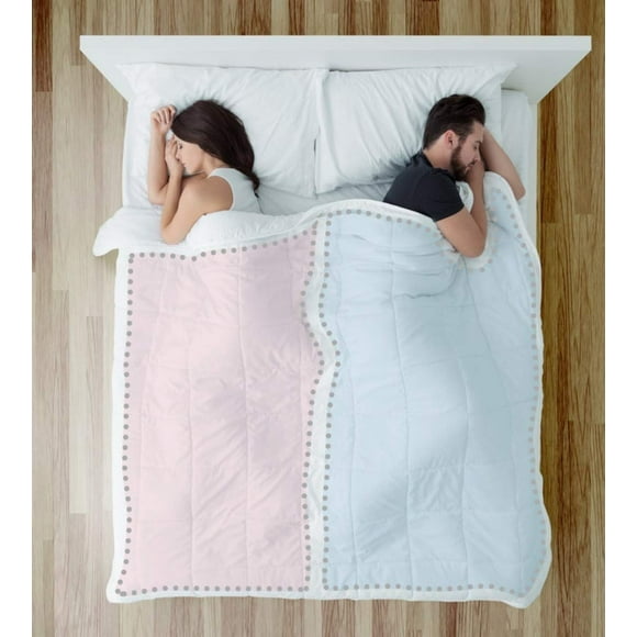 TWOVET Dual Zone Couples Comforter - Warm (Thick) Side - Cool (Thin) Side, Hypoallergenic, Down Alternative, Corner Ties (Queen, White)