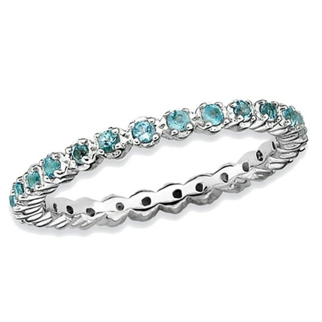 Natural Blue Topaz Stackable Band Ring 1/2 Carat (ctw) in Sterling Silver