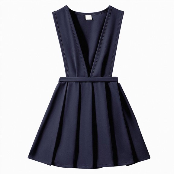 Splozh Toddlers Fashion Dress 3T 4T 5T 6T 7T 8T Girls School Dress Sleeveless Square Neck Knee Length A Line Dresses for Kids,Navy,3-4 Years