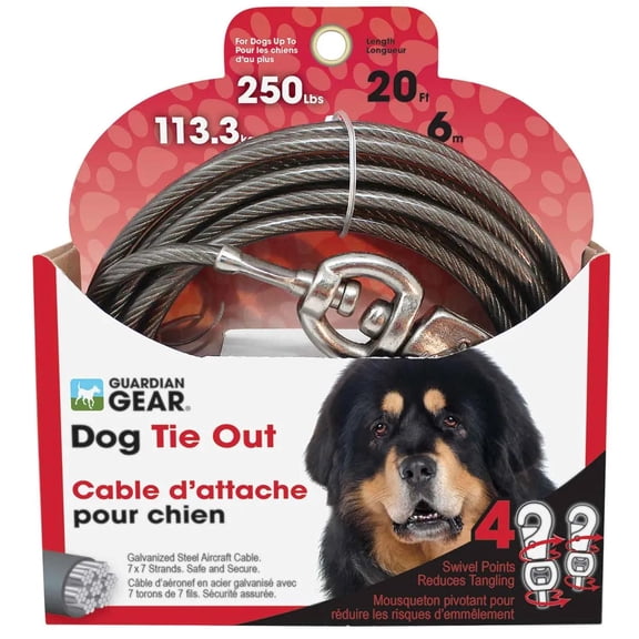 Boss Pet Super Beast XXL Dog Twin-Swivel Vinyl Coated Tie-Outs 20ft Up 250lbs