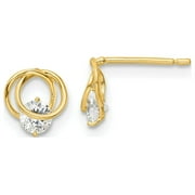 FJC Finejewelers 14 kt Yellow Gold Button Polished CZ Circles Post Earrings 7 mm x 6 mm