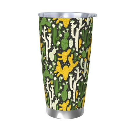 

Ocsxa Cactus 4 Pattern 20oz Travel Coffee Mug with Flip Lid Stainless Steel Insulated Insulated Coffee Mug Thermal Cup with Splash Proof Sliding Lid-Without Straw