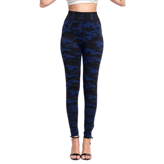 Mrzhqd Soft Leggings For Women Tummy Control Casual Yoga Pants For Women Elastic Jeans Leggings Thermal Stripe Print Imitation Denim Leggings Tights Hiking Pant Outfits Yoga Pants Xxxl