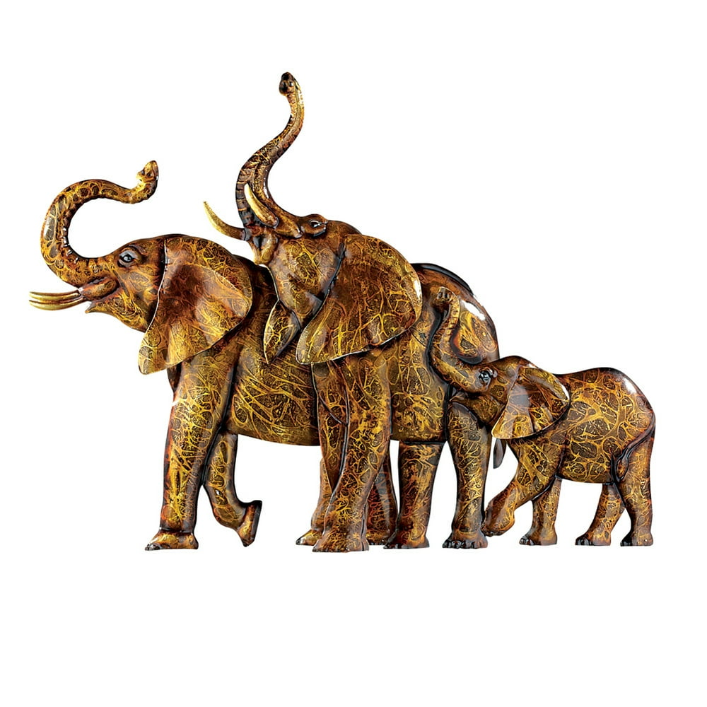 Collections Etc Elephants Metal Wall Art 3D Safari African Décor for