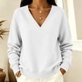 thumbnail image 4 of Neewe Womens Tops Plain V Neck Sweatshirt for Women Pullover Long SLeeve Shirts Fall Outfits 2026 Loose Fit S-2XL, 4 of 5